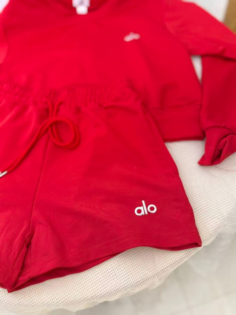 Alo Yoga Red Sweatshirt and Shorts Set, Size S. - Picture 4 of 4